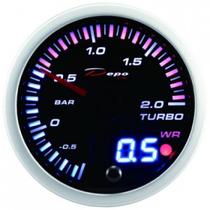 Depo Racing digital + analog 60mm turbo boost gauge -1～2 bar SLD6001B-BAR-WP